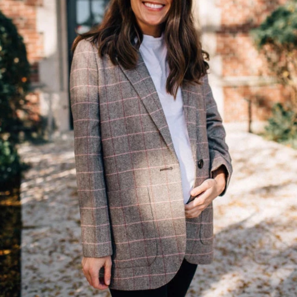 Madewell Gray Plaid Blazer